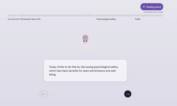 Otis introducing a private team assessment to a participant.